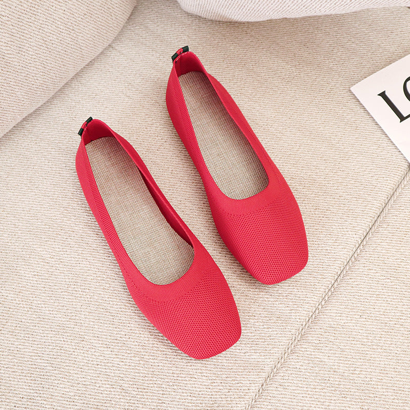 Ladies New Knitted Fashion Flat Peas Shoes Casual Shoes