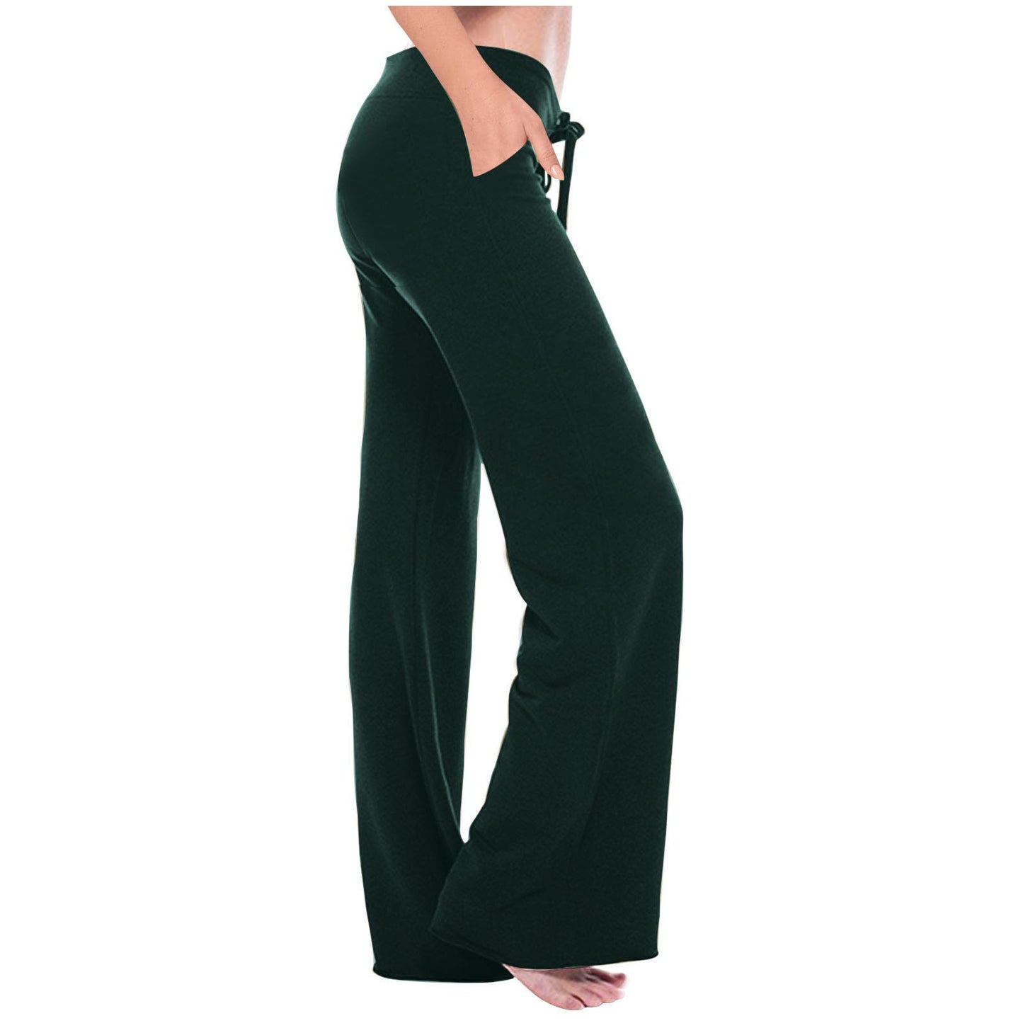 Elastic Waist Oblique Pocket Casual Yoga Trousers