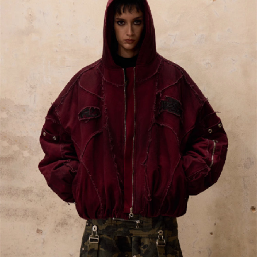 Carved, Ground Stained Hand Painted Hooded Cotton Jacket