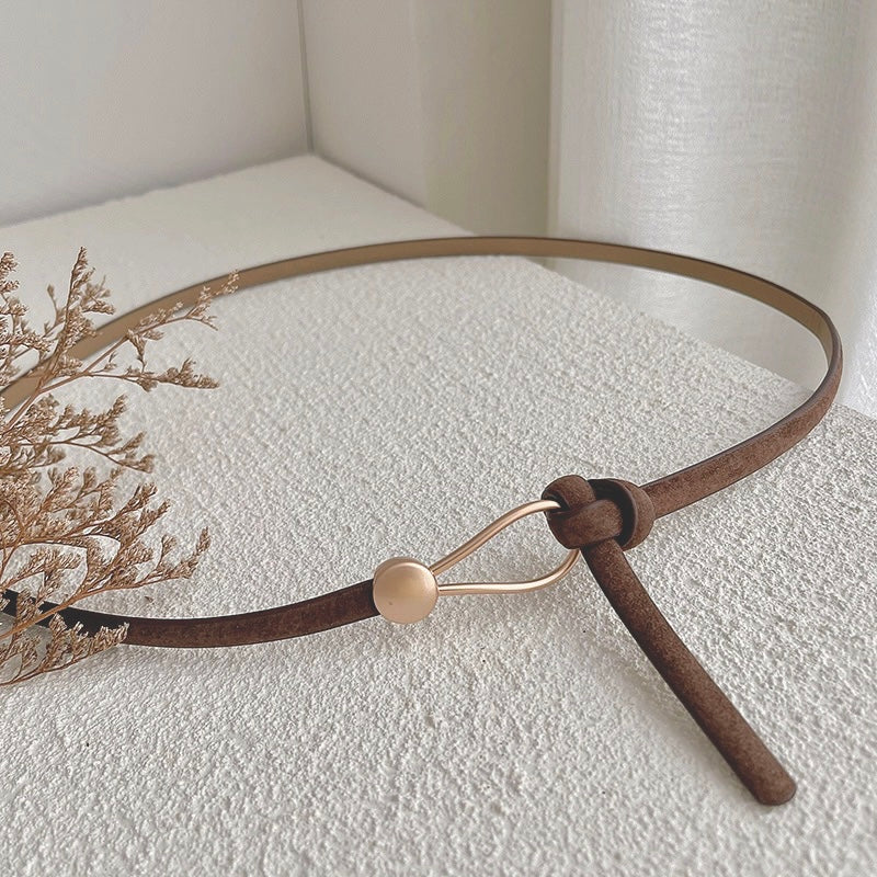 Pigskin Thin Belt Non-porous Suit Dress Decoration