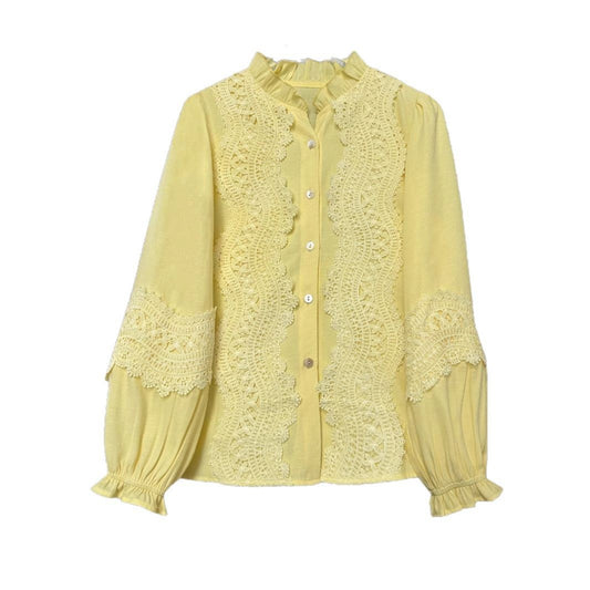 Women's Casual Retro Loose Embroidered Shirt With Stand Collar