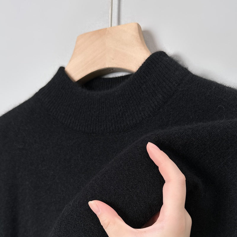 Casual Fashion Bottoming Shirt Young And Middle-aged Simple Half Turtleneck Solid Color Sweater For Men
