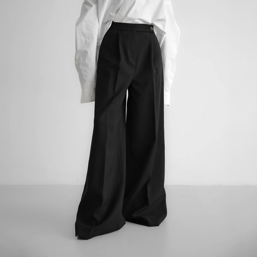 Retro Classic Solid Color Commute Loose Suit Pants