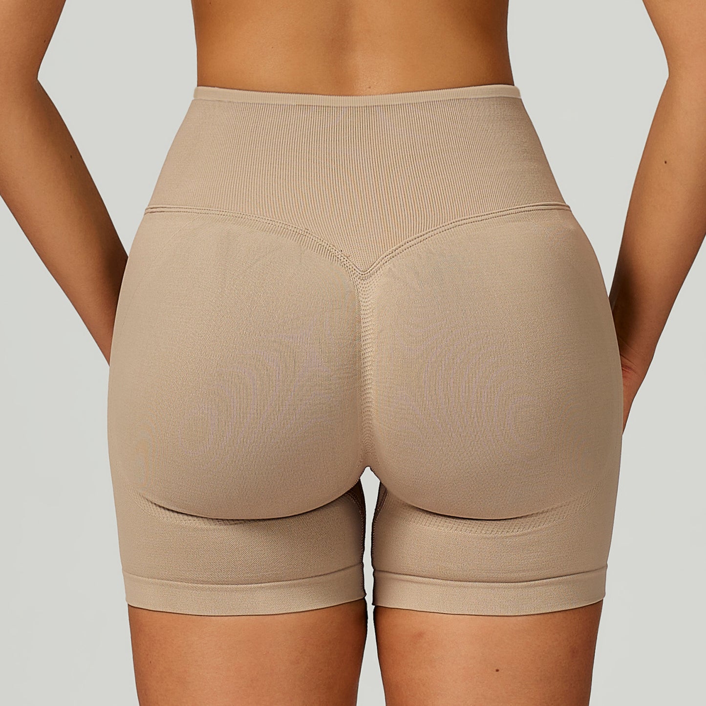 Seamless Yoga Contrast Color Binding High Waist Tight Shorts