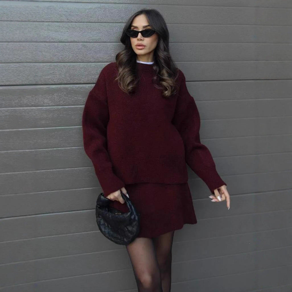 Multi-Color Temperament Crew Neck Commuting Suit