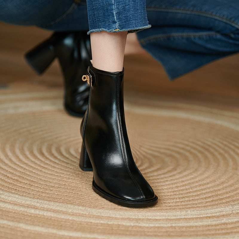 Fashion Women's Back Zipper High Heel Ankle Boots