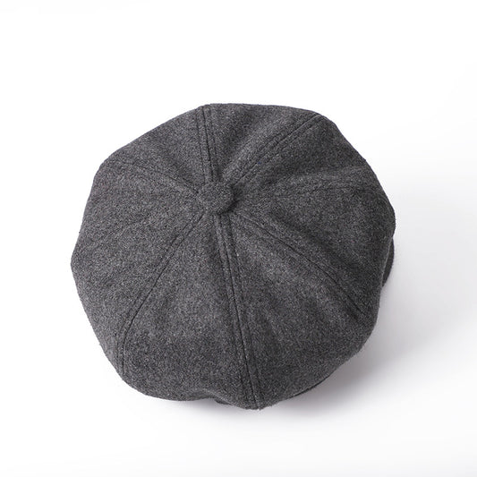 Solid Color Korean Style Wool Octagonal Cap Children