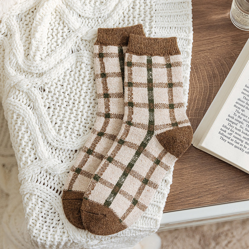 Women's Green Wool Socks Thickened