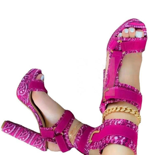 Super Heel Velcro Satin Couture Sandals