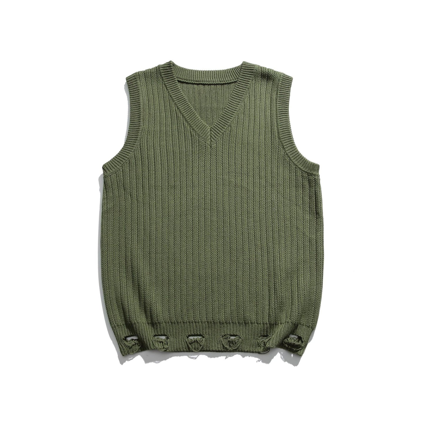 Solid Color Men's Sweater V-neck Knitted Vest