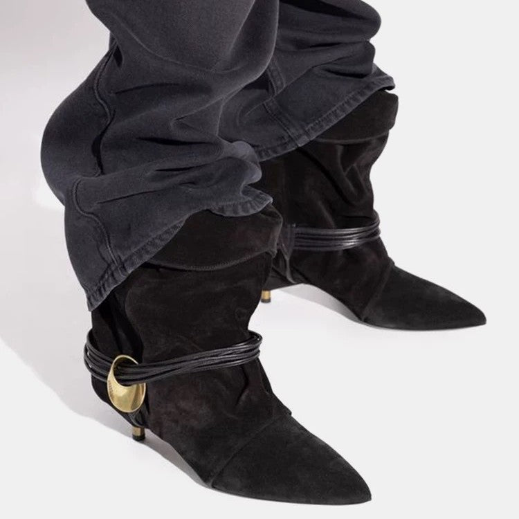 Womens Retro Pointed-Toe Stiletto Western Cowboy Boots