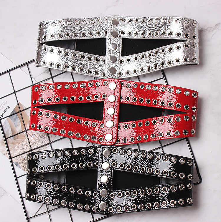 Flowing Eye Rivet Elastic Elastic Waistband Female Decoration