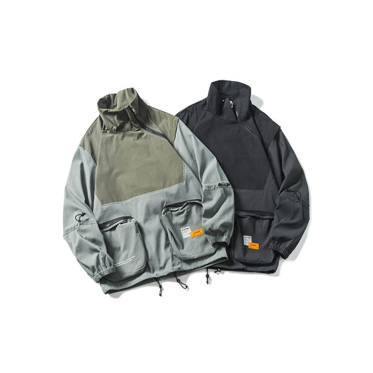 Trendy Diagonal Zipper Round Pocket Jacket
