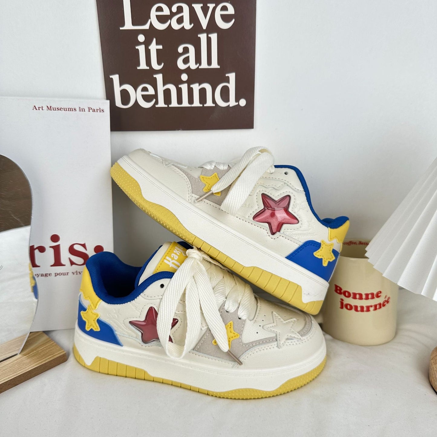 Womens Microfiber Canvas Thick-Soled Casual Sneakers