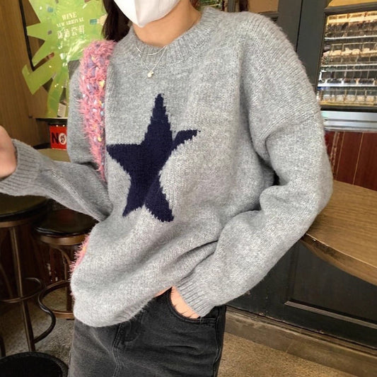 Women's Crew-Neck Simple Long-Sleeve Sweater Top