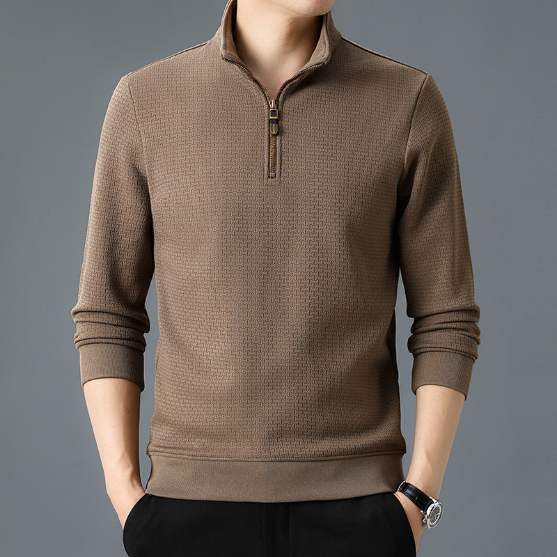 Stand Collar Half Zip Autumn And Winter Long Sleeve T-shirt Men