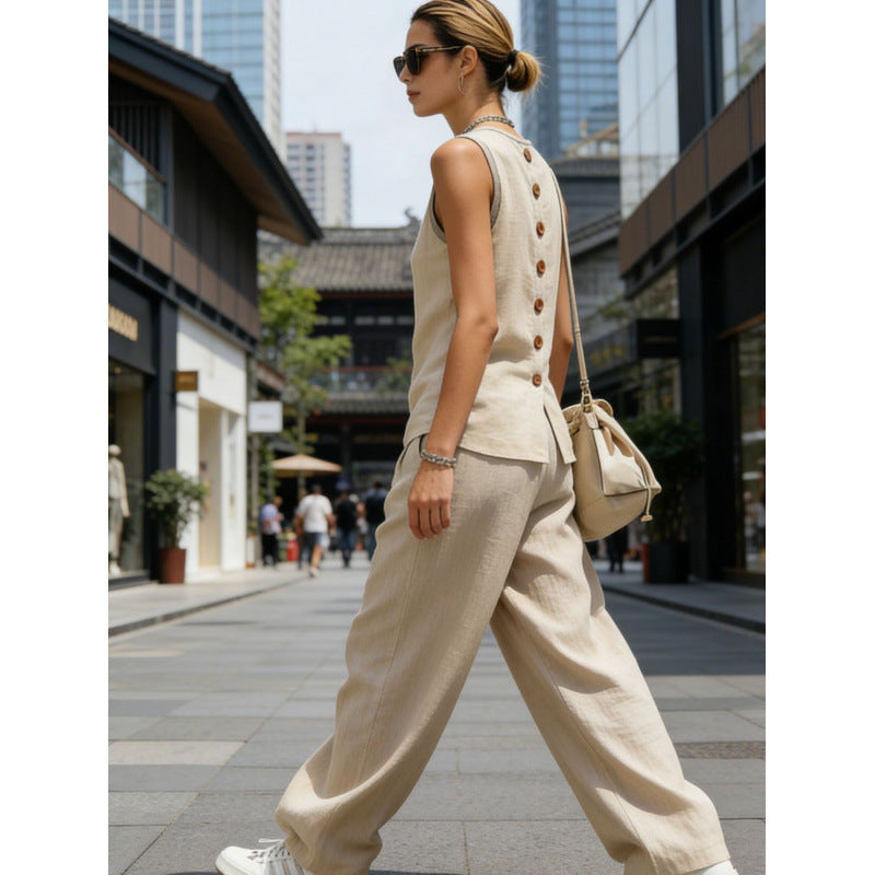 Womens Sleeveless Top And Pants Two-piece Set