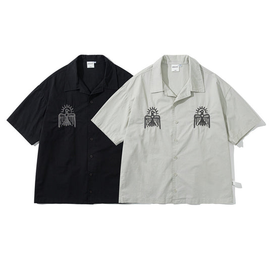 Summer Fashion Brand Retro Funny Embroidery Leisure Cargo Shirt