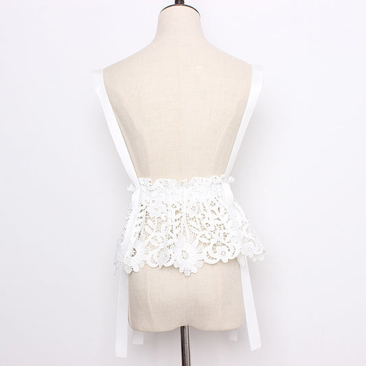 Breathable Printed Lace Wide Mesh Gauze Girdle Women's Suspender-style T-shirt Skirt Dress Belt