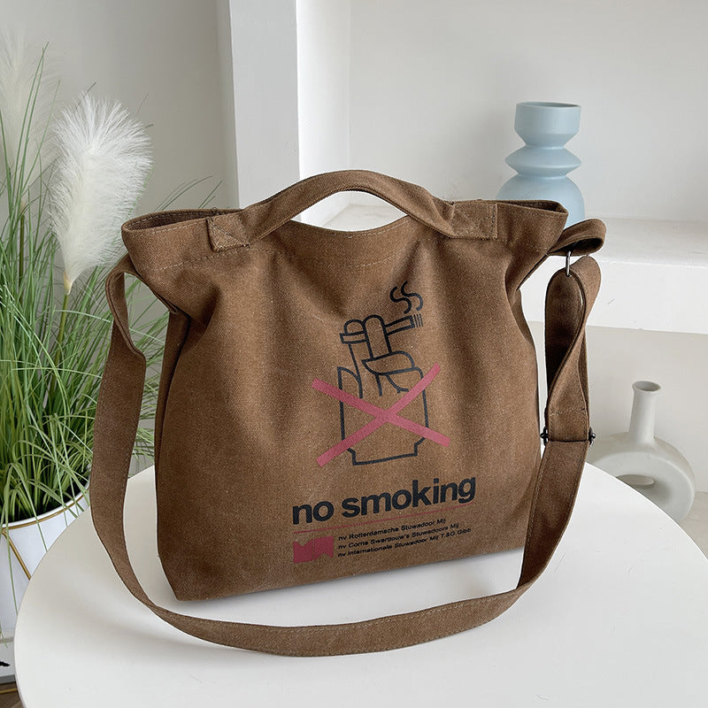 Large Capacity Casual Horizontal Thick Canvas Shoulder Bag For Men