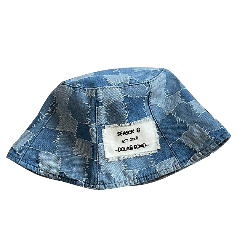 Vintage Patch Denim Patch Versatile Fisherman Hat