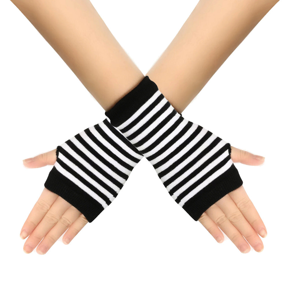 Men's And Women's Autumn And Winter Thin Spring And Summer Cotton Half Finger Sports Fingerless Gloves