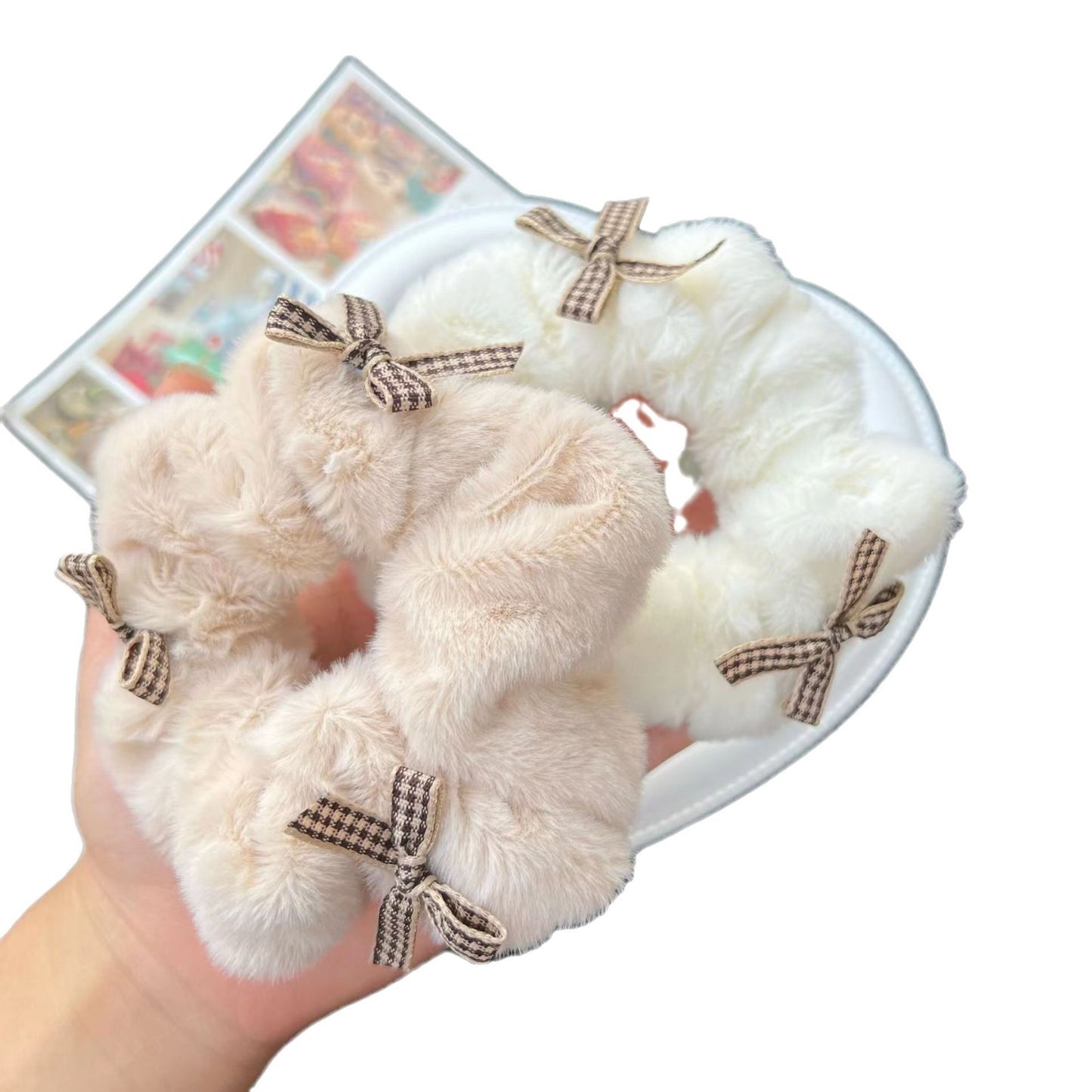 Plush Hair Ring Large Intestine Ring Candy Color Hair Rope
