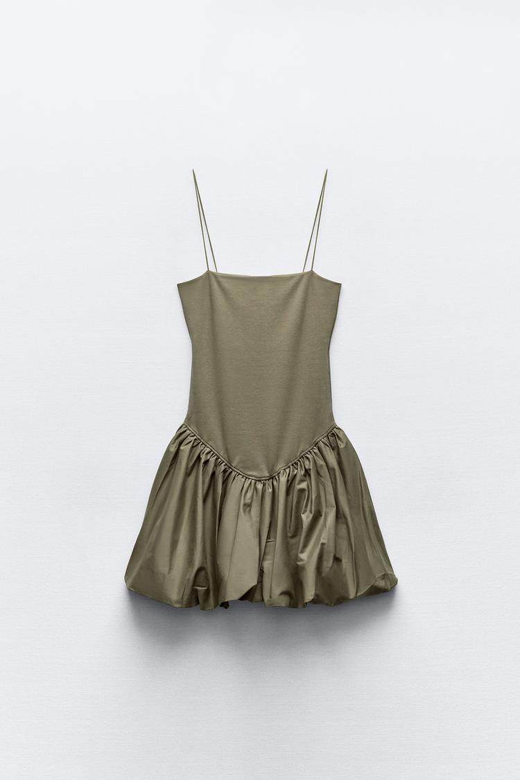 Off-the-shoulder Stretchy Thin-strapped Ruffled Patchwork Dress