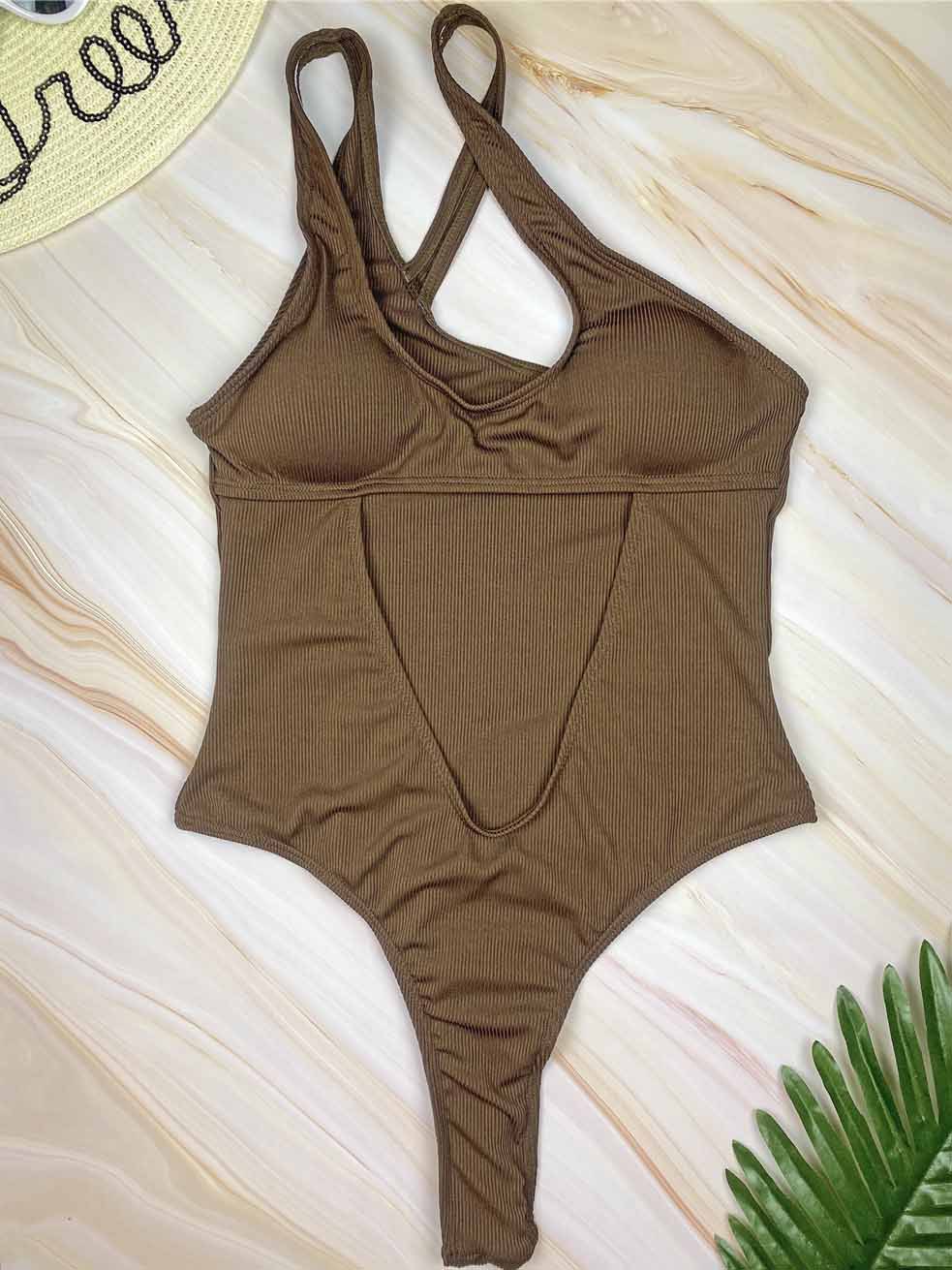 Knitted Ladies Dress Sexy One-Shoulder Swimsuit
