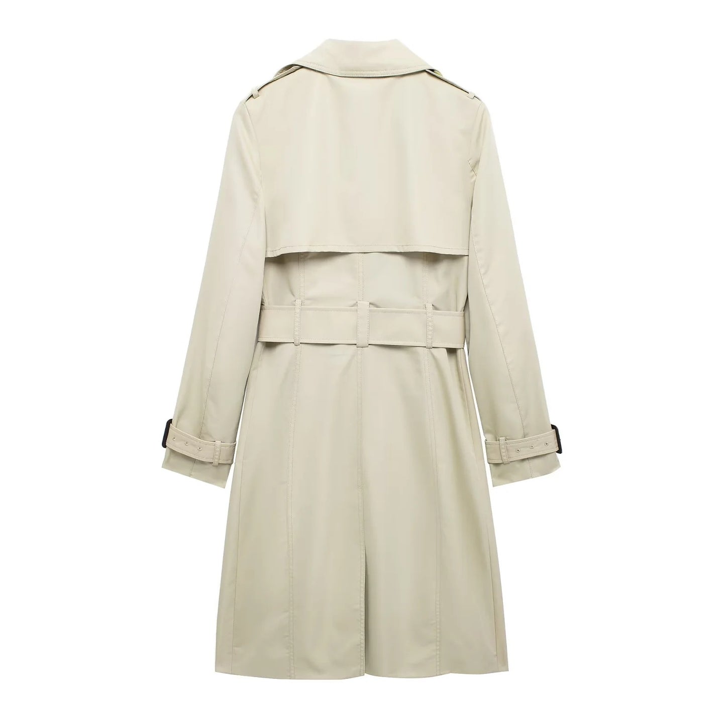Retro dobbeltradet slim-fit langærmet revers alsidig trenchcoat