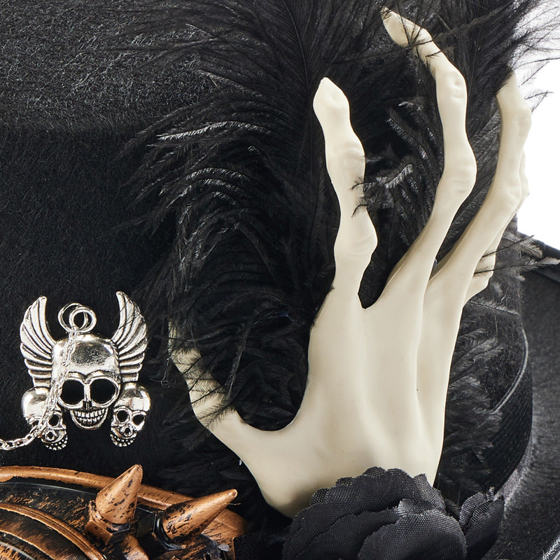 Steampunk Chain Skull Top Hat Prop