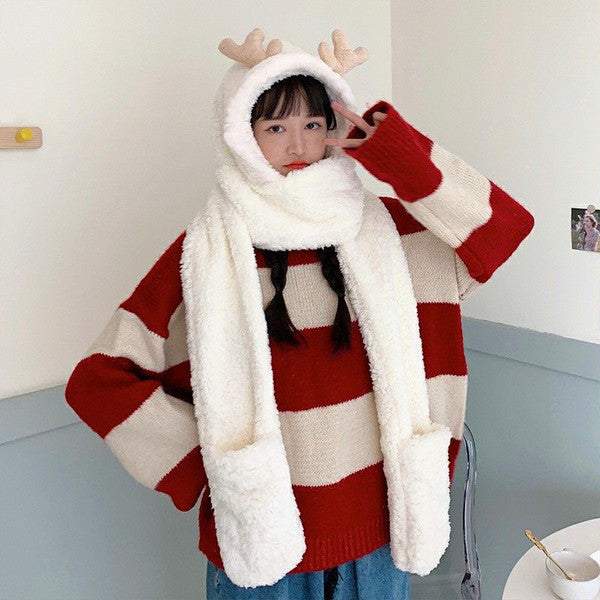 Women's Autumn And Winter Cute Warm Plush Ear Protection Hat