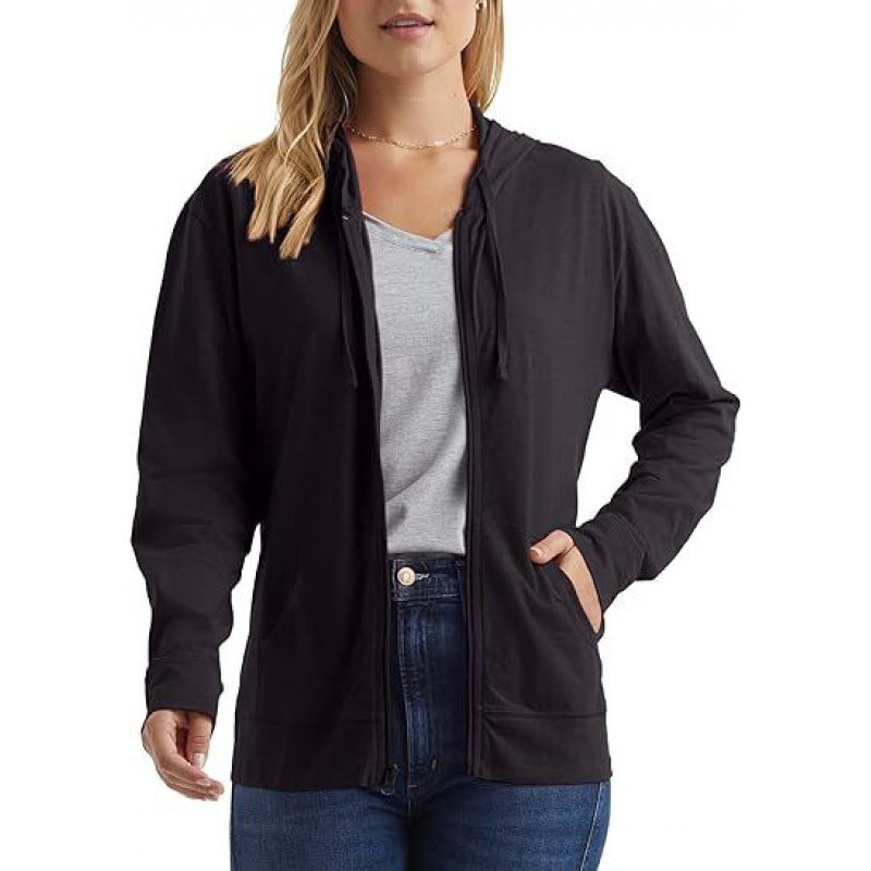 Sports Top Pullover Solid Color Hoodie