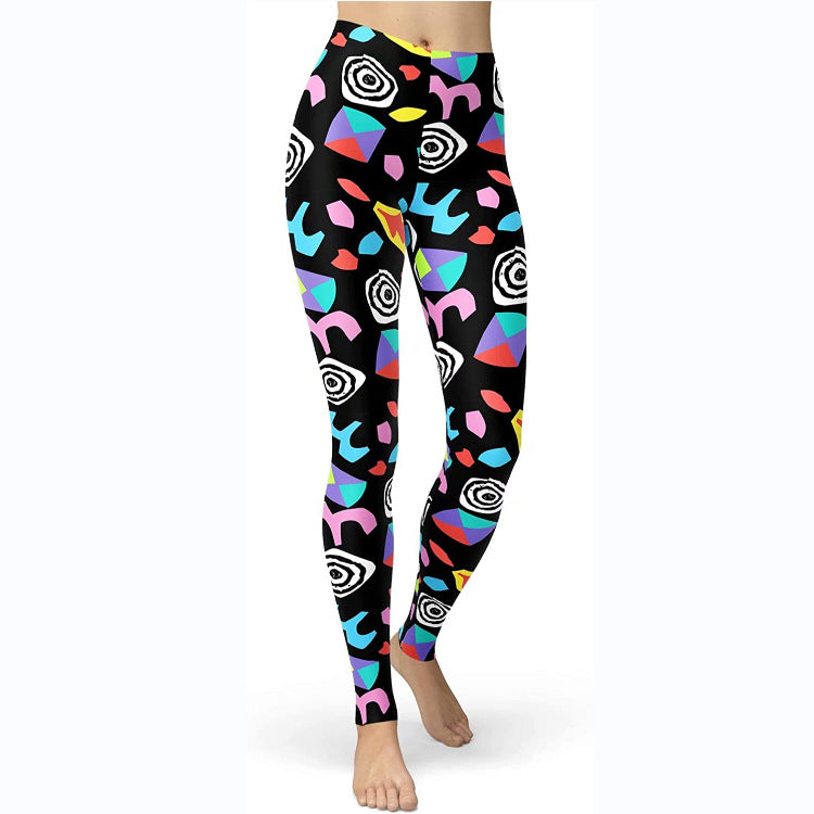 Multi-color Printing Slim Fit Hip Raise Slimming Plus Size Running Yoga Fitness Leggings