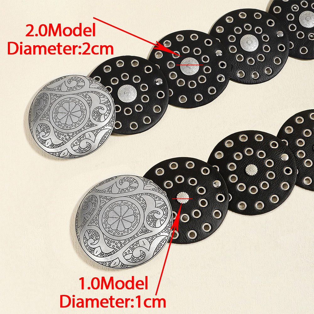 Fashion Punk Exaggerated Round Cutout Personality Belt Ladies Metal Retro Wide Belt