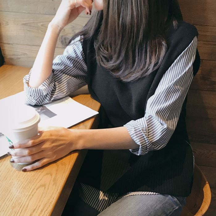 Knitted Vest Round Neck Vest Sweater Pullover Women's Sleeveless Loose