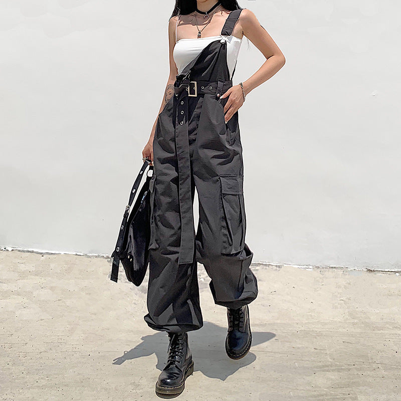 Fashion High Waist Loose Slim Overalls Hip Hop Street Casual Trousers