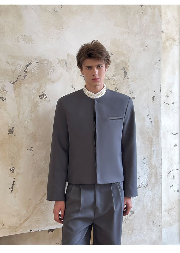 Solid Color Minimalist High-grade Wide Shoulder Temperament Suit Set