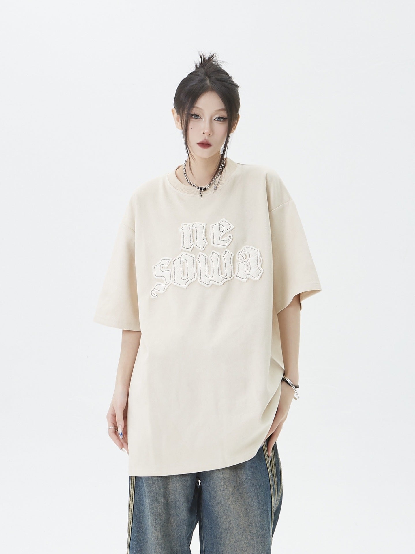 Loose Flame Portrait Printing Short Sleeve T-shirt