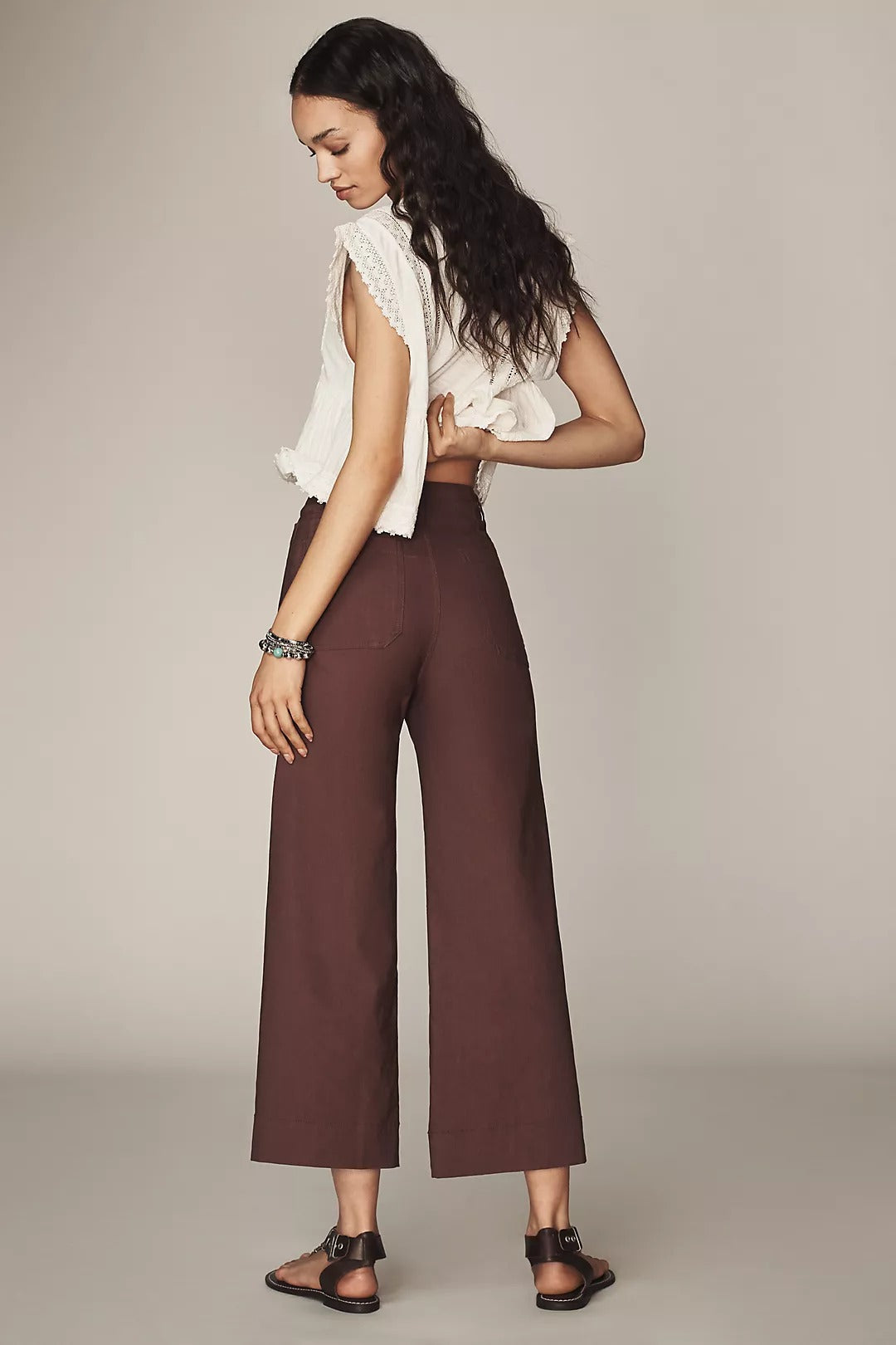 Casual Pants Straight High Waist Wide Leg Cropped Women's Pants