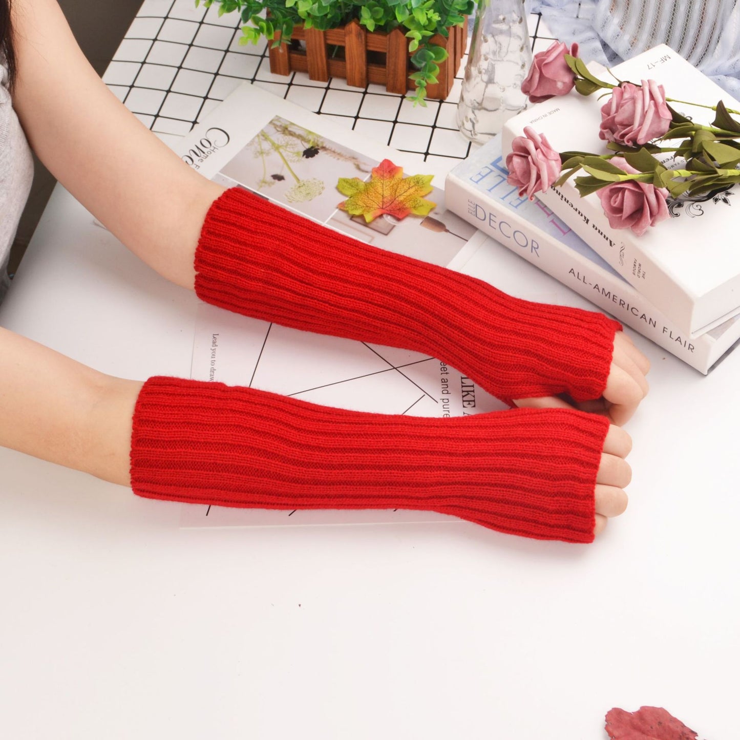 Sleeves Korean Knitted Women's Thermal Insulation