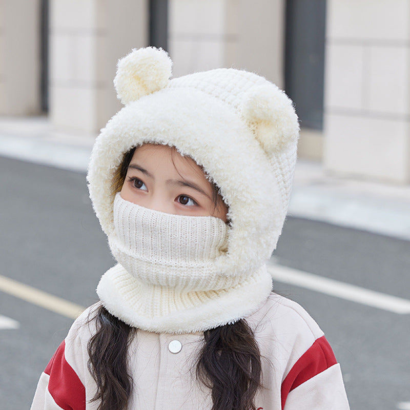 Neck Warmer Integrated Hood With Face Mask For Children Cycling