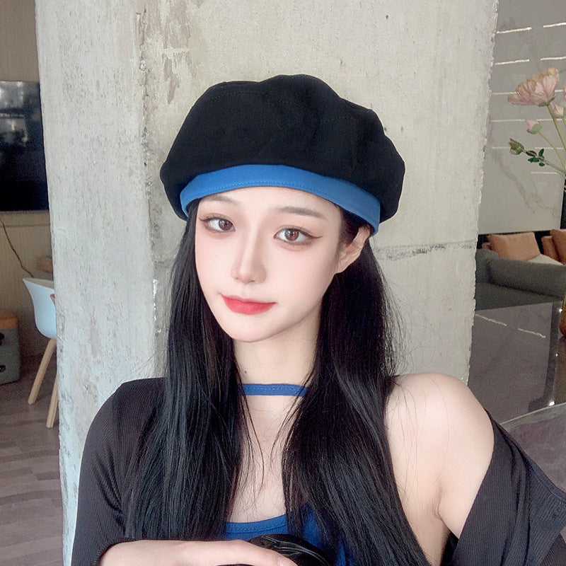 Color-block Temperament Beret Hat
