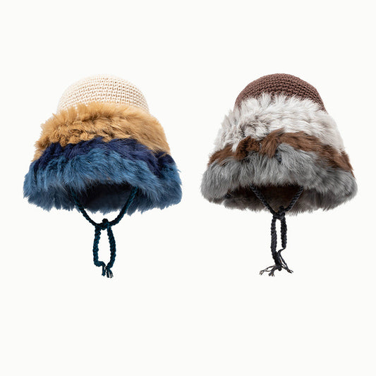 Women's Plush Thickened Wool Knitted Basin Hat Thermal Ear Protection