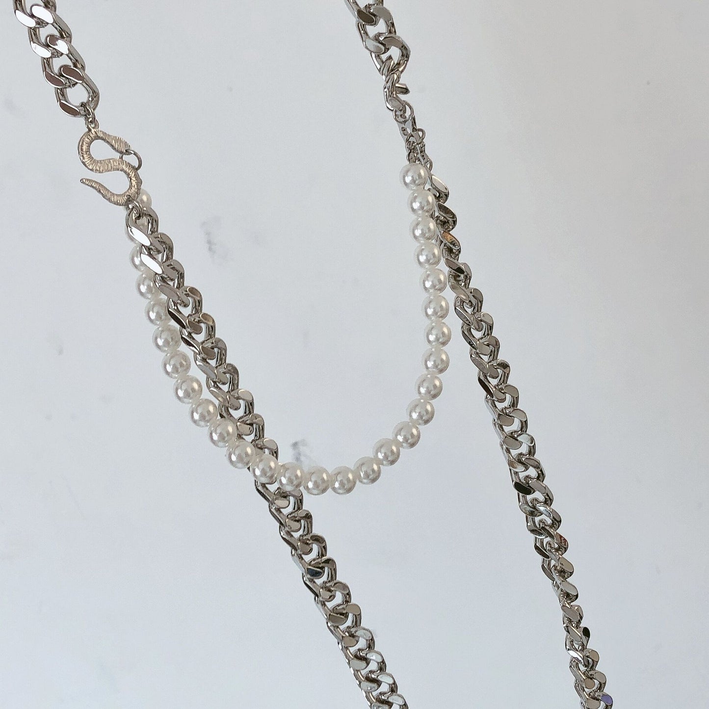 Thick Chain Snake-shaped Pendant Belt Double Pearl Girdle