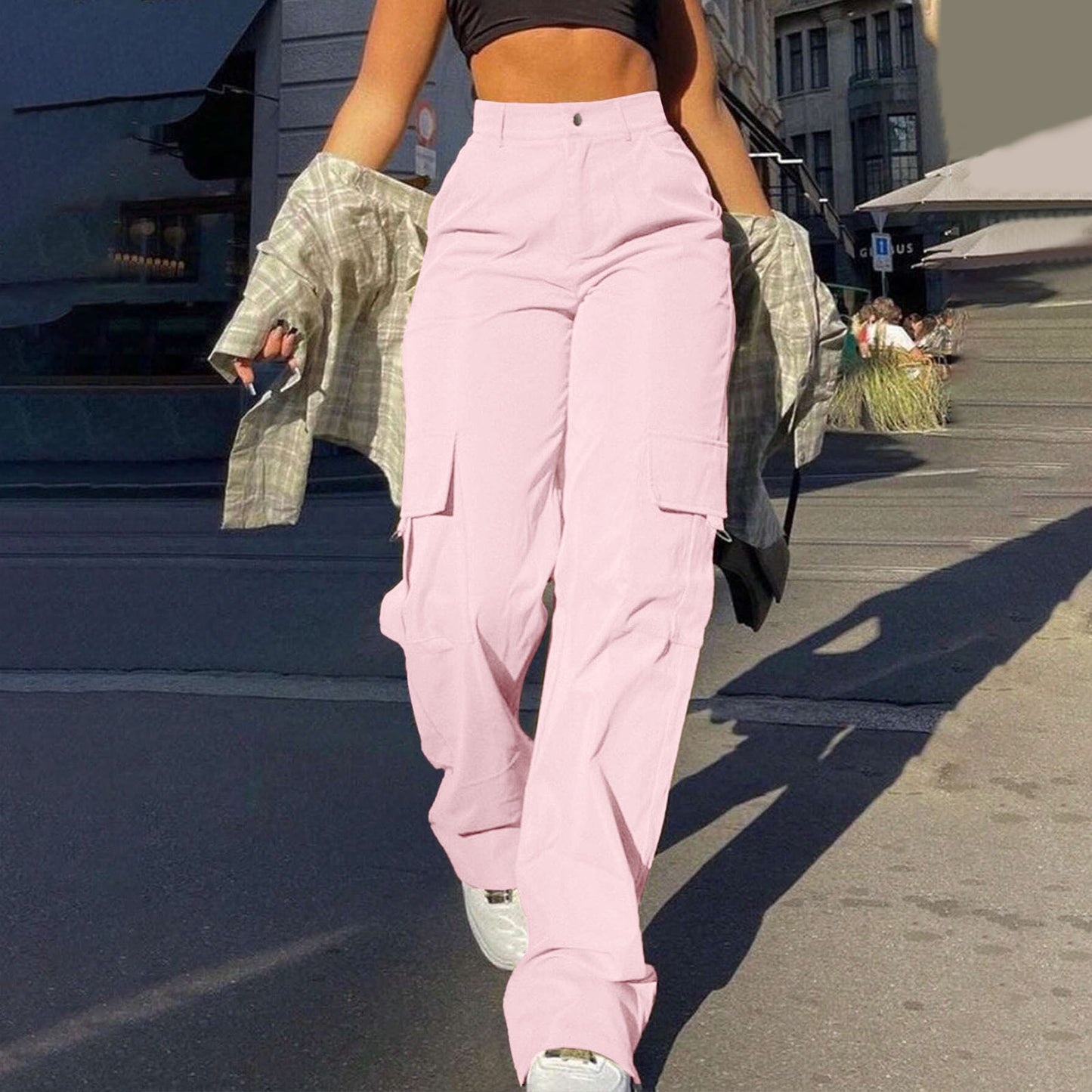 Multi-Pocket Workwear Straight-leg Trousers