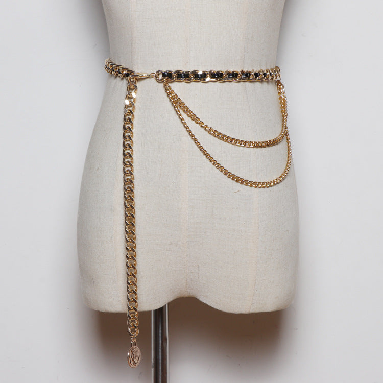 Korean Version Of All-match Waist Rope Metal Braided Waist Chain Female Thin Belt Decoration