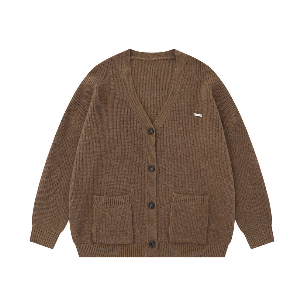 Casual Loose Long Sleeve Solid Color Knit Sweater Coat For Men