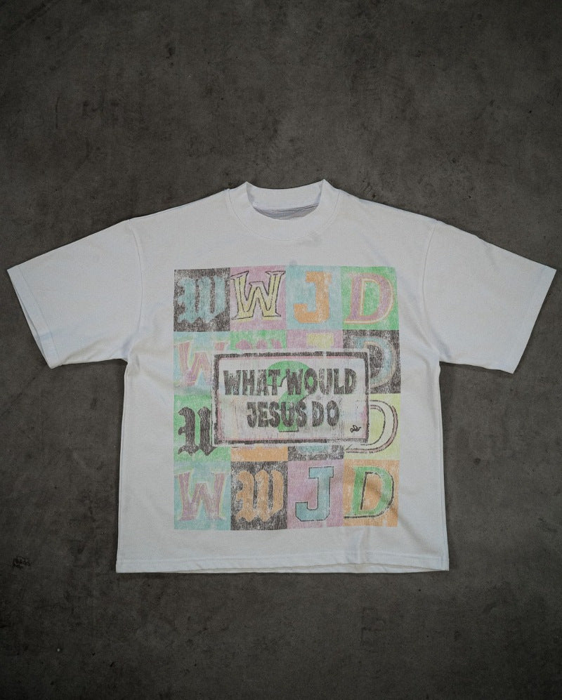 Streetwear High Street Retro Letter Print Short T