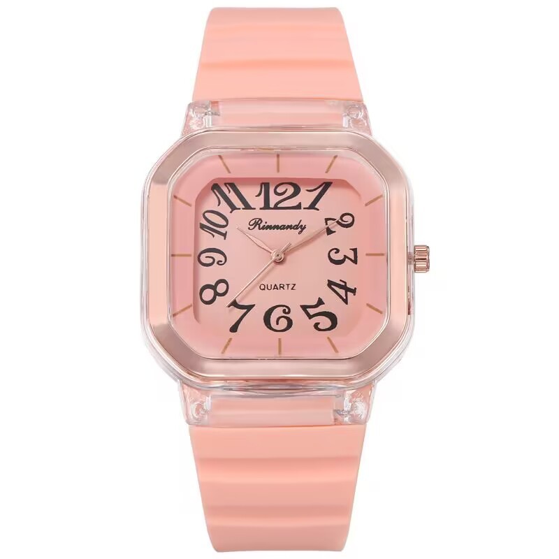 Simple Casual Men's Silicone Watch Square Number